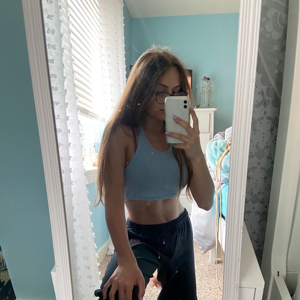 Baby blue thin tied tank🦋